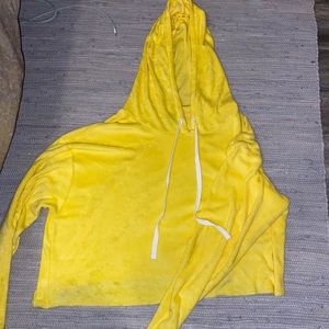 Yellow Terrycloth Cropped Hoodie